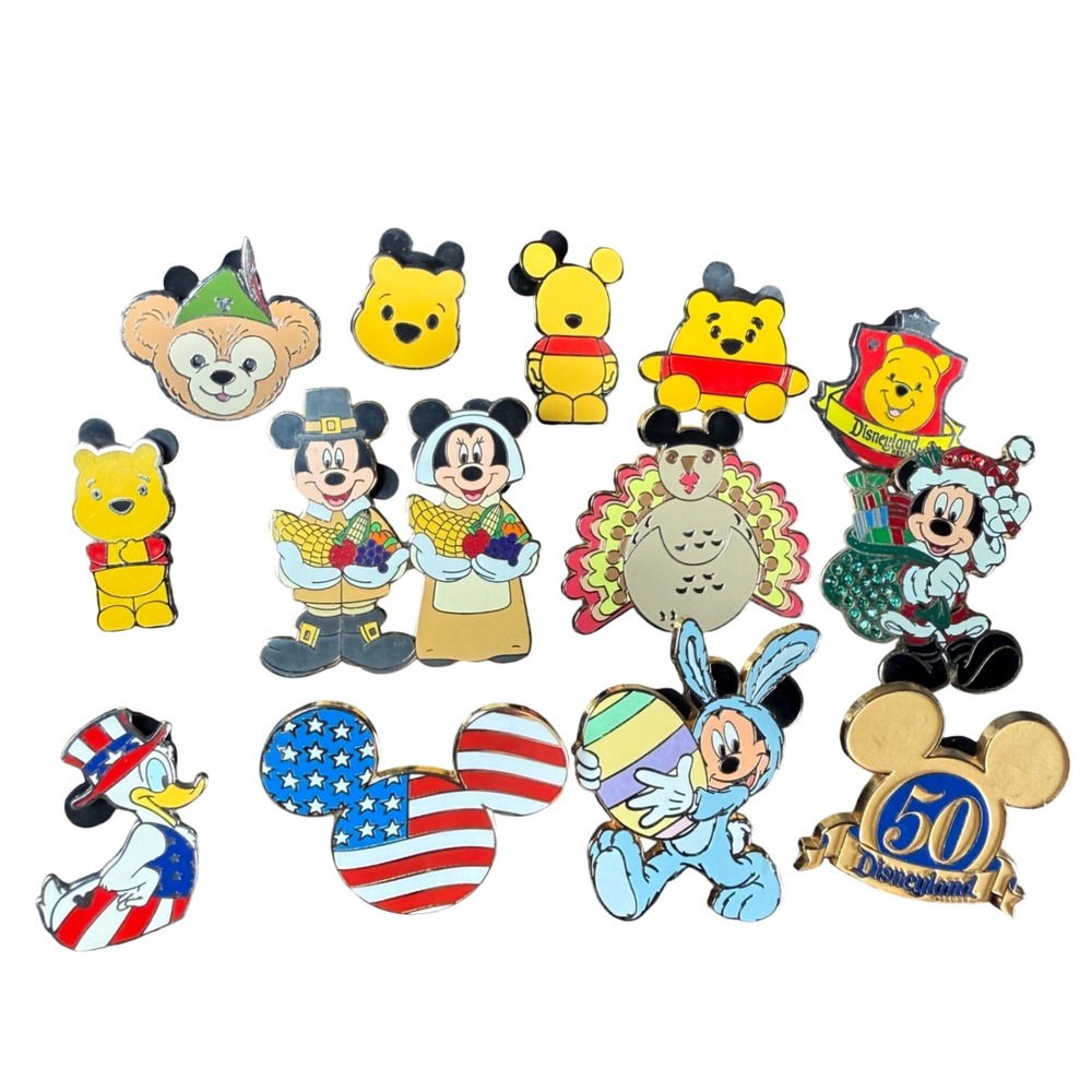Disney Trading Pin Lot Mickey Mouse Winnie Pooh Holiday 50th Anniversary 13pc